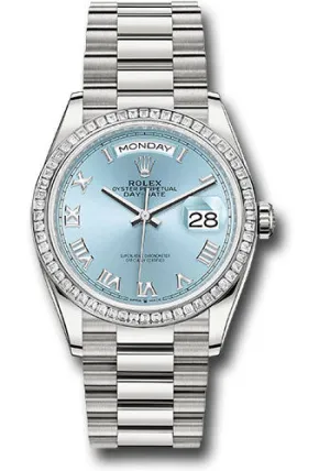   x Platinum Day-Date 36 Watch - Diamond Bezel - Ice Blue Roman Dial - President Bracelet - 128396tbr ibrp Day-Date Watches Affordable Day-Date Watch