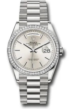   x Platinum Day-Date 36 Watch - Diamond Bezel - Silver Index Dial - President Bracelet - 128396tbr sip Day-Date Watches Affordable Day-Date Watch