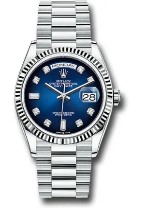   x Platinum Day-Date 36 Watch - Fluted Bezel - Blue Ombr Diamond Dial - President Bracelet - 128236 blodp Day-Date Watches Affordable Day-Date Watch