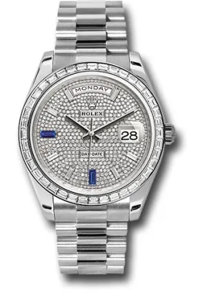   x Platinum Day-Date 40 Watch - Diamond Bezel - Diamond And Sapphire Paved Diamond Dial - President Bracelet - 228396tbr dp7d2sp Day-Date Watches Affordable Day-Date Watch