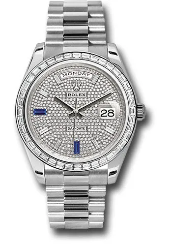   x Platinum Day-Date 40 Watch - Diamond Bezel - Diamond And Sapphire Paved Diamond Dial - President Bracelet - 228396tbr dp7d2sp Day-Date Watches Affordable Day-Date Watch