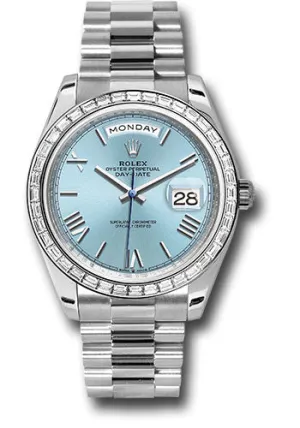   x Platinum Day-Date 40 Watch - Diamond Bezel - Ice Blue Roman Dial - President Bracelet - 228396tbr ibrp Day-Date Watches Affordable Day-Date Watch