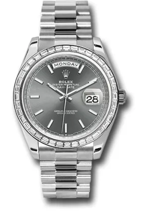   x Platinum Day-Date 40 Watch - Diamond Bezel - Slate Index Dial - President Bracelet - 228396tbr slip Day-Date Watches Affordable Day-Date Watch