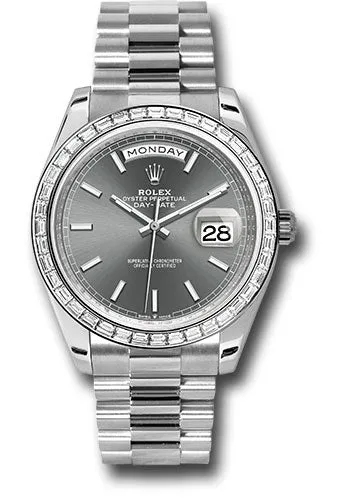   x Platinum Day-Date 40 Watch - Diamond Bezel - Slate Index Dial - President Bracelet - 228396tbr slip Day-Date Watches Affordable Day-Date Watch