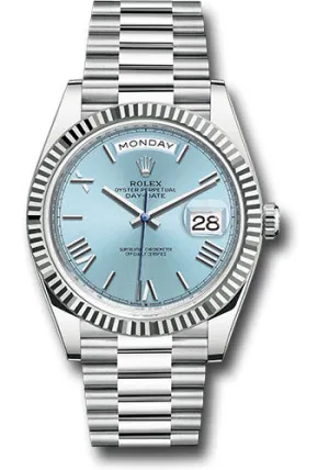   x Platinum Day-Date 40 Watch - Fluted Bezel - Ice Blue Roman Dial - President Bracelet - 228236 ibrp Day-Date Watches Affordable Day-Date Watch