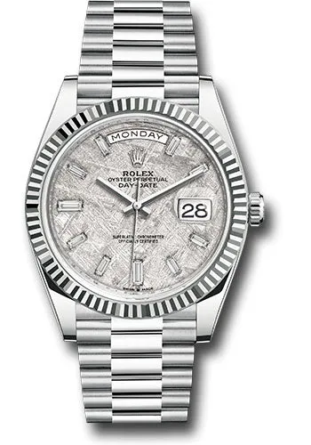   x Platinum Day-Date 40 Watch - Fluted Bezel - Meteorite Dial - President Bracelet - 228236 mtbdp Day-Date Watches Affordable Day-Date Watch