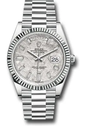   x Platinum Day-Date 40 Watch - Fluted Bezel - Meteorite Dial - President Bracelet - 228236 mtbdp Day-Date Watches Affordable Day-Date Watch