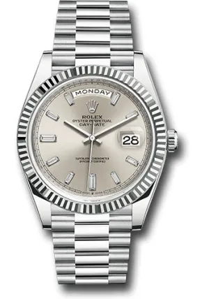   x Platinum Day-Date 40 Watch - Fluted Bezel - Silver Dial - President Bracelet - 228236 sbdp Day-Date Watches Affordable Day-Date Watch