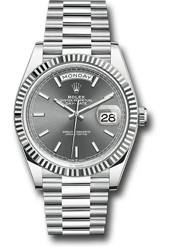   x Platinum Day-Date 40 Watch - Fluted Bezel - Slate Index Dial - President Bracelet - 228236 slip Day-Date Watches Affordable Day-Date Watch