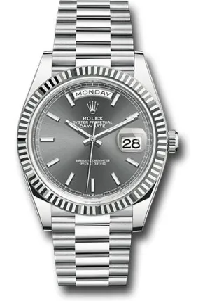   x Platinum Day-Date 40 Watch - Fluted Bezel - Slate Index Dial - President Bracelet - 228236 slip Day-Date Watches Affordable Day-Date Watch