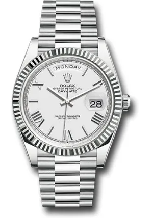   x Platinum Day-Date 40 Watch - Fluted Bezel - White Roman Dial - President Bracelet - 228236 wrp Day-Date Watches Affordable Day-Date Watch