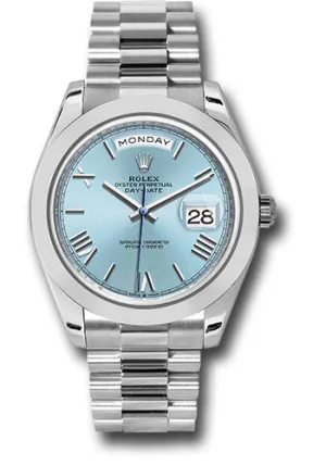   x Platinum Day-Date 40 Watch - Smooth Bezel - Ice Blue Roman Dial - President Bracelet - 228206 ibrp Day-Date Watches Affordable Day-Date Watch