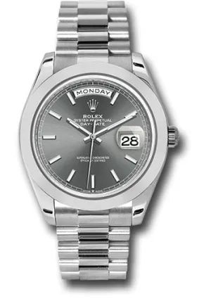   x Platinum Day-Date 40 Watch - Smooth Bezel - Slate Index Dial - President Bracelet - 228206 slip Day-Date Watches Affordable Day-Date Watch