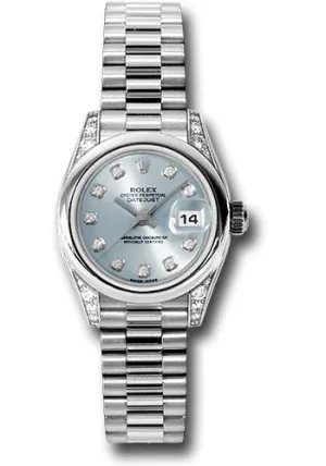   x Platinum Lady-Datejust 26 Watch - Domed Bezel - Glacier Blue Diamond Dial - President Bracelet - 179296 gbdp Datejust watch for sale   x Datejust watch