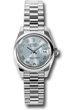   x Platinum Lady-Datejust 26 Watch - Domed Bezel - Glacier Blue Roman Dial - President Bracelet - 179166 gbrp Datejust watch for sale   x Datejust watch