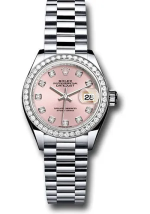   x Platinum Lady-Datejust 28 Watch - 44 Diamond Bezel - Pink Diamond Dial - President Bracelet - 279136RBR pdp Datejust watch for sale   x Datejust watch