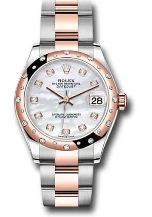   x Steel and Everose Gold Datejust 31 Watch - 24 Diamond Bezel - Silver Diamond Dial - Oyster Bracelet 278341RBR mdo Datejust watch for sale   x Datejust watch