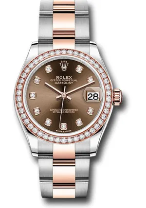   x Steel and Everose Gold Datejust 31 Watch - 46 Diamond Bezel - Chocolate Diamond Dial - Oyster Bracelet 278381RBR chodo Datejust watch for sale   x Datejust watch