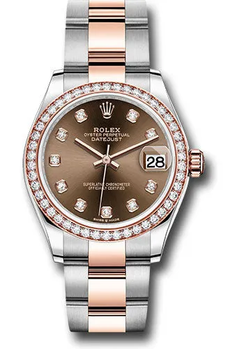   x Steel and Everose Gold Datejust 31 Watch - 46 Diamond Bezel - Chocolate Diamond Dial - Oyster Bracelet 278381RBR chodo Datejust watch for sale   x Datejust watch