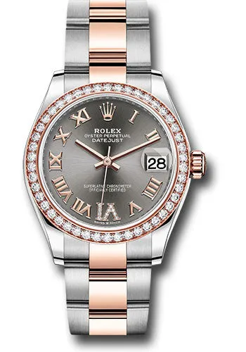   x Steel and Everose Gold Datejust 31 Watch - 46 Diamond Bezel - Dark Rhodium Diamond Roman VI Dial - Oyster Bracelet 278381RBR dkrhdr6o Datejust watch for sale   x Datejust watch