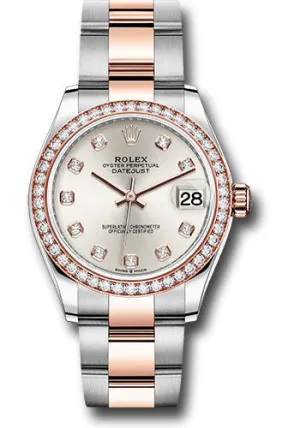   x Steel and Everose Gold Datejust 31 Watch - 46 Diamond Bezel - Silver Diamond Dial - Oyster Bracelet 278381RBR sdo Datejust watch for sale   x Datejust watch