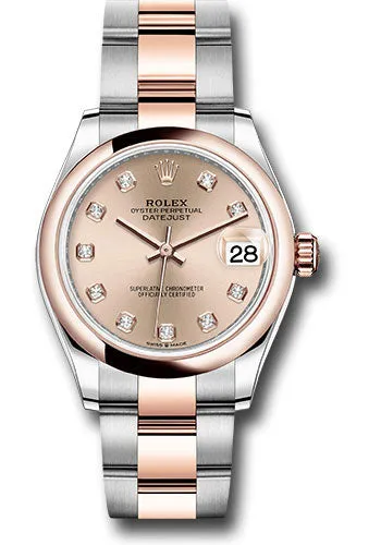   x Steel and Everose Gold Datejust 31 Watch - Domed Bezel - Chocolate Diamond Dial - Oyster Bracelet 278241 rodo Datejust watch for sale   x Datejust watch