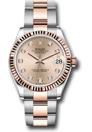   x Steel and Everose Gold Datejust 31 Watch - Fluted Bezel - Chocolate Diamond Dial - Oyster Bracelet 278271 rodo Datejust watch for sale   x Datejust watch