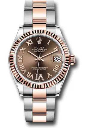   x Steel and Everose Gold Datejust 31 Watch - Fluted Bezel - Dark Rhodium Diamond Roman VI Dial - Oyster Bracelet 278271 chodr6o Datejust watch for sale   x Datejust watch