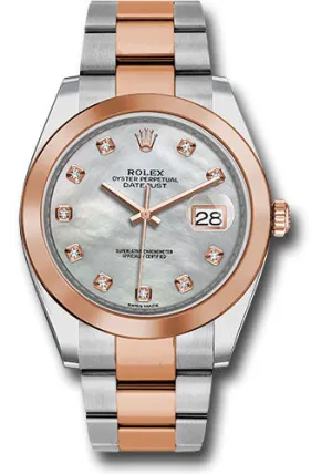   x Steel and Everose Gold   sor Datejust 41 Watch - Smooth Bezel - Mother-of-Pearl Diamond Dial - Oyster Bracelet - 126301 mdo Datejust watch for sale   x Datejust watch