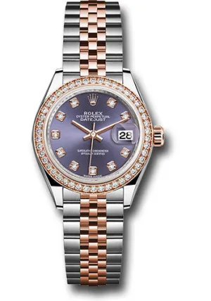   x Steel and Everose Gold   sor Lady-Datejust 28 Watch - Diamond Bezel - Aubergine Diamond Dial - Jubilee Bracelet - 279381RBR audj Datejust watch for sale   x Datejust watch