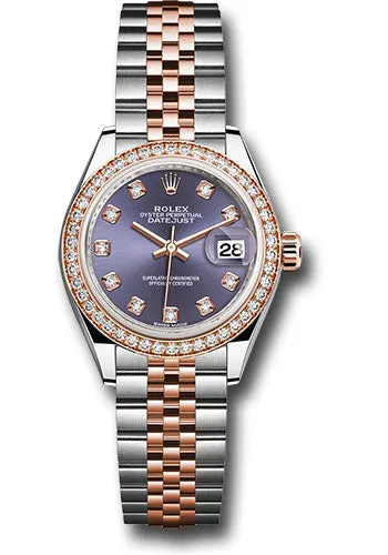   x Steel and Everose Gold   sor Lady-Datejust 28 Watch - Diamond Bezel - Aubergine Diamond Dial - Jubilee Bracelet - 279381RBR audj Datejust watch for sale   x Datejust watch