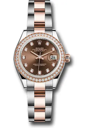   x Steel and Everose Gold   sor Lady-Datejust 28 Watch - Diamond Bezel - Chocolate Diamond Dial - Oyster Bracelet - 279381RBR chodo Datejust watch for sale   x Datejust watch