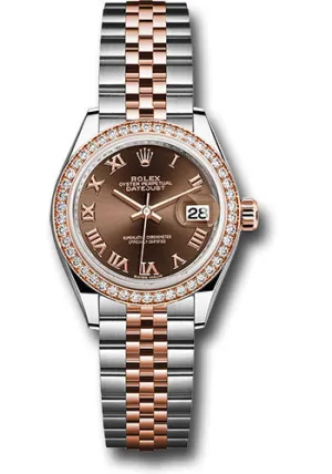   x Steel and Everose Gold   sor Lady-Datejust 28 Watch - Diamond Bezel - Chocolate Roman Dial - Jubilee Bracelet - 279381RBR chorj Datejust watch for sale   x Datejust watch