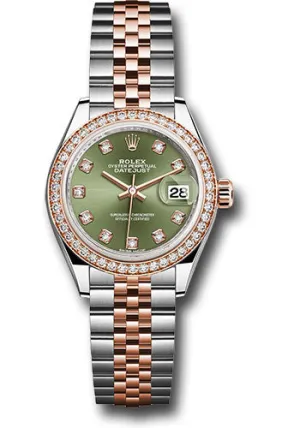   x Steel and Everose Gold   sor Lady-Datejust 28 Watch - Diamond Bezel - Olive Green Diamond Dial - Jubilee Bracelet - 279381RBR ogdj Datejust watch for sale   x Datejust watch