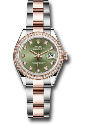  x Steel and Everose Gold   sor Lady-Datejust 28 Watch - Diamond Bezel - Olive Green Diamond Dial - Oyster Bracelet - 279381RBR ogdo Datejust watch for sale   x Datejust watch