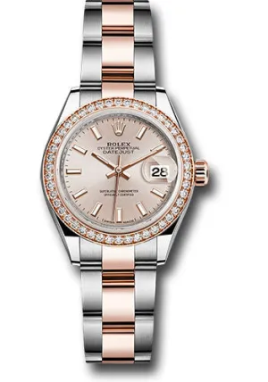   x Steel and Everose Gold   sor Lady-Datejust 28 Watch - Diamond Bezel - Sundust Index Dial - Oyster Bracelet - 279381RBR suio Datejust watch for sale   x Datejust watch