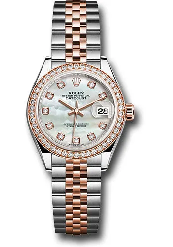   x Steel and Everose Gold   sor Lady-Datejust 28 Watch - Diamond Bezel - White Mother-Of-Pearl Diamond Dial - Jubilee Bracelet - 279381RBR mdj Datejust watch for sale   x Datejust watch