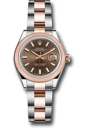   x Steel and Everose Gold   sor Lady-Datejust 28 Watch - Domed Bezel - Chocolate Index Dial - Oyster Bracelet - 279161 choio Datejust watch for sale   x Datejust watch