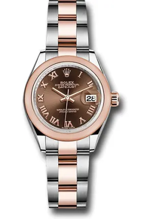   x Steel and Everose Gold   sor Lady-Datejust 28 Watch - Domed Bezel - Chocolate Roman Dial - Oyster Bracelet - 279161 choro Datejust watch for sale   x Datejust watch
