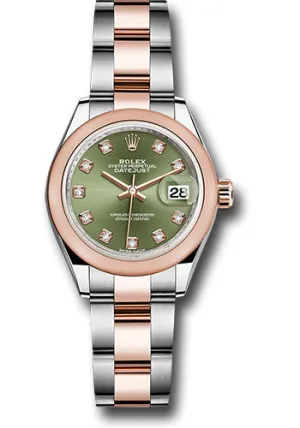   x Steel and Everose Gold   sor Lady-Datejust 28 Watch - Domed Bezel - Olive Green Diamond Dial - Oyster Bracelet - 279161 ogdo Datejust watch for sale   x Datejust watch