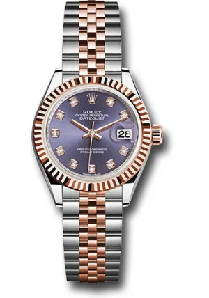   x Steel and Everose Gold   sor Lady-Datejust 28 Watch - Fluted Bezel - Aubergine Diamond Dial - Jubilee Bracelet - 279171 audj Datejust watch for sale   x Datejust watch