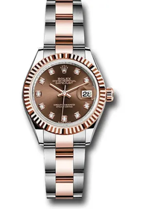   x Steel and Everose Gold   sor Lady-Datejust 28 Watch - Fluted Bezel - Chocolate Diamond Dial - Oyster Bracelet - 279171 chodo Datejust watch for sale   x Datejust watch