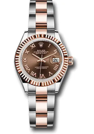   x Steel and Everose Gold   sor Lady-Datejust 28 Watch - Fluted Bezel - Chocolate Roman Dial - Oyster Bracelet - 279171 choro Datejust watch for sale   x Datejust watch