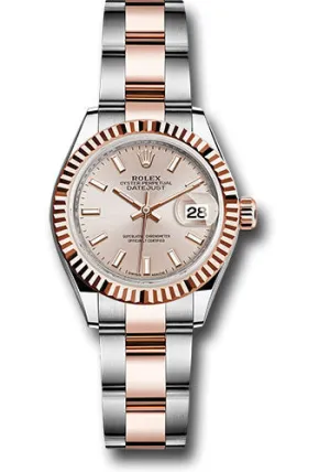   x Steel and Everose Gold   sor Lady-Datejust 28 Watch - Fluted Bezel - Sundust Index Dial - Oyster Bracelet - 279171 suio Datejust watch for sale   x Datejust watch