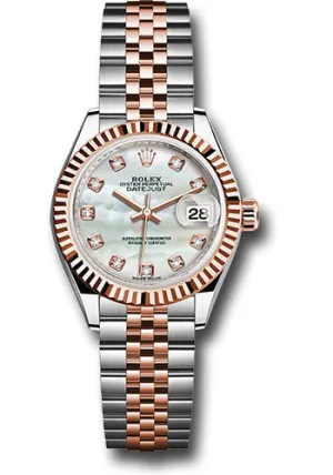   x Steel and Everose Gold   sor Lady-Datejust 28 Watch - Fluted Bezel - White Mother-Of-Pearl Diamond Dial - Jubilee Bracelet - 279171 mdj Datejust watch for sale   x Datejust watch