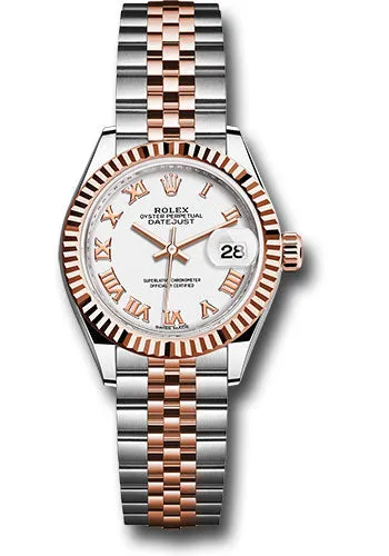   x Steel and Everose Gold   sor Lady-Datejust 28 Watch - Fluted Bezel - White Roman Dial - Jubilee Bracelet - 279171 wrj Datejust watch for sale   x Datejust watch