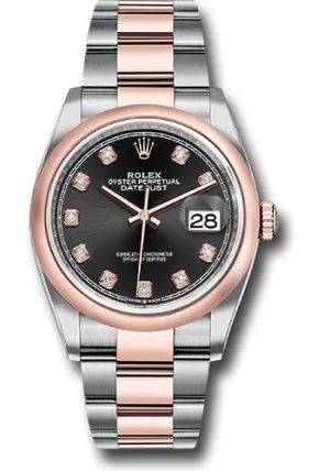   x Steel and Everose   sor Datejust 36 Watch - Domed Bezel - Black Diamond Dial - Oyster Bracelet - 126201 bkdo Datejust watch for sale   x Datejust watch