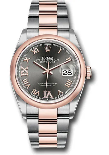   x Steel and Everose   sor Datejust 36 Watch - Domed Bezel - Dark Rhodium Roman Dial - Oyster Bracelet - 126201 dkrdr69o Datejust watch for sale   x Datejust watch
