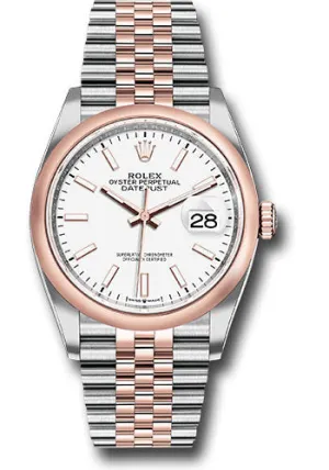   x Steel and Everose   sor Datejust 36 Watch - Domed Bezel - White Index Dial - Jubilee Bracelet - 126201 wij Datejust watch for sale   x Datejust watch
