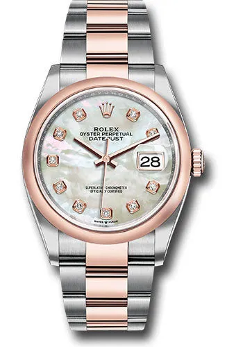   x Steel and Everose   sor Datejust 36 Watch - Domed Bezel - White Mother-Of-Pearl Diamond Dial - Oyster Bracelet - 126201 mdo Datejust watch for sale   x Datejust watch